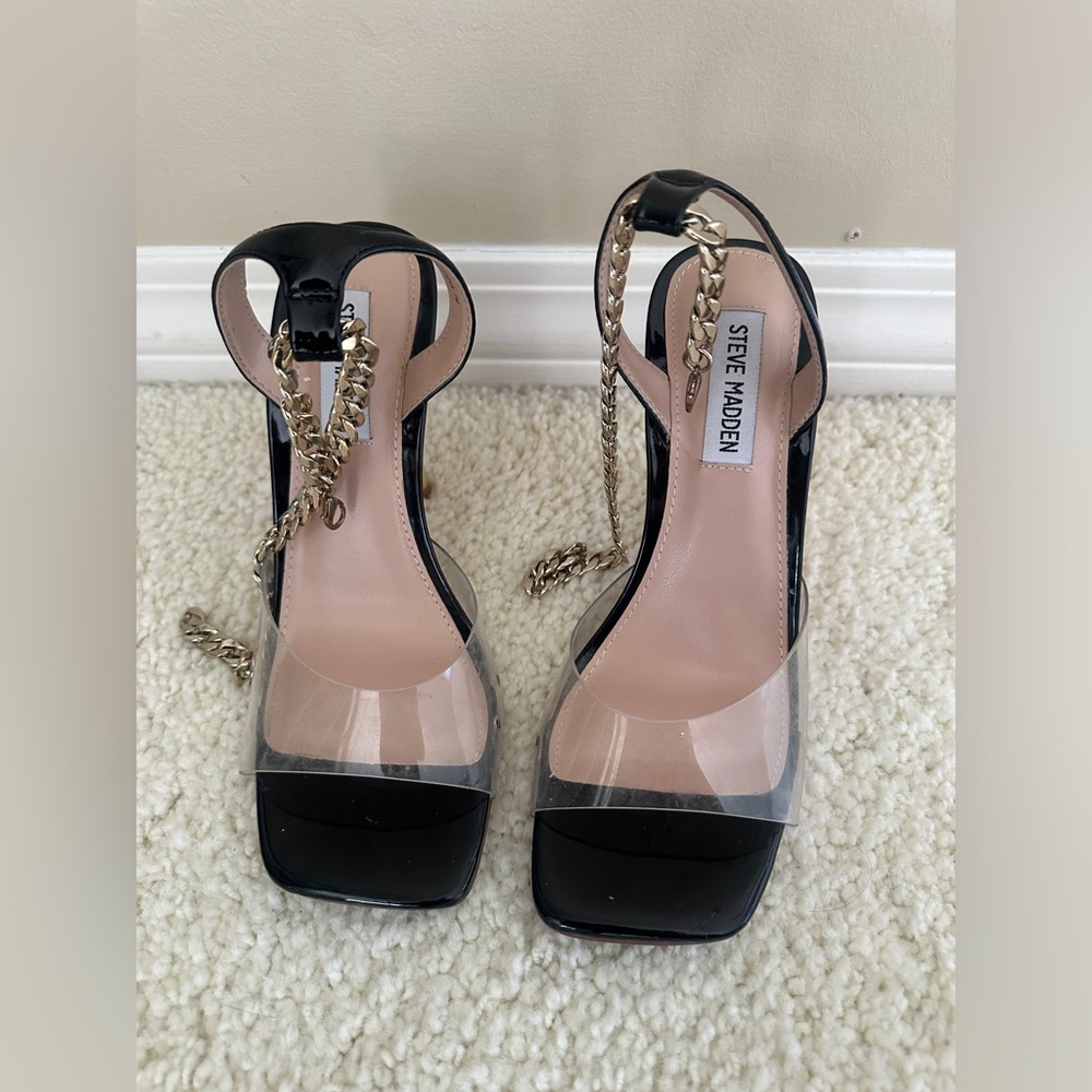 steve madden black clear heels